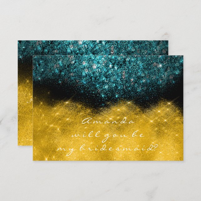Invitation Gold Parties scintillant Turquoise Ocean Confetti  (Devant / Derrière)
