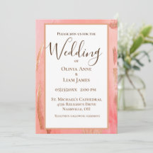 Gold Peach Moderne Brown Élégant Mariage de script