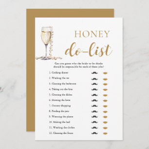 Invitation Gold Pearl et Prosecco Honey Do Liste jeu nuptiale
