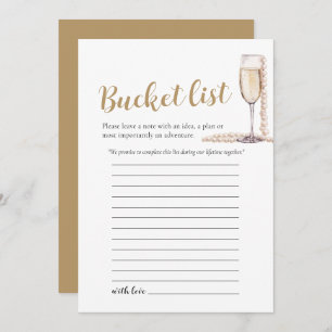 Invitation Gold Pearl et Prosecco Mariage Bucket List jeu