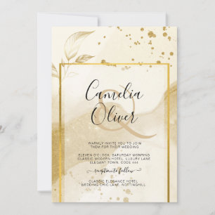 Invitation Gold Pearl MARIAGE alcool ENK Abstrait LeahG