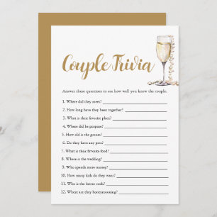 Invitation Gold Pearl & Prosecco Couple Trivia jeu de nuptial