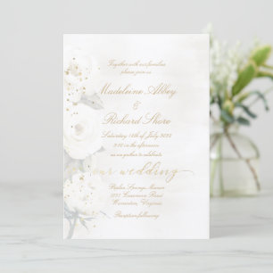 Invitation Gold & Pearl White Desdia Mariage Rose