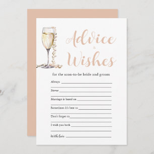 Invitation Gold Pearls & Prosecco Conseils et Wish Game Card
