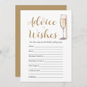 Invitation Gold Pearls & Prosecco Conseils et Wish Game Card