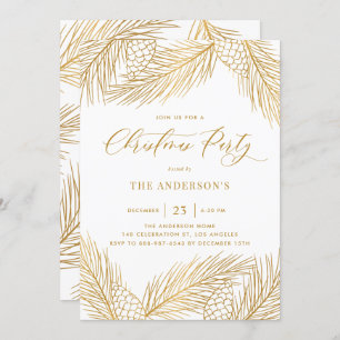 Invitation Gold Pinecones et Pine Needles Fête