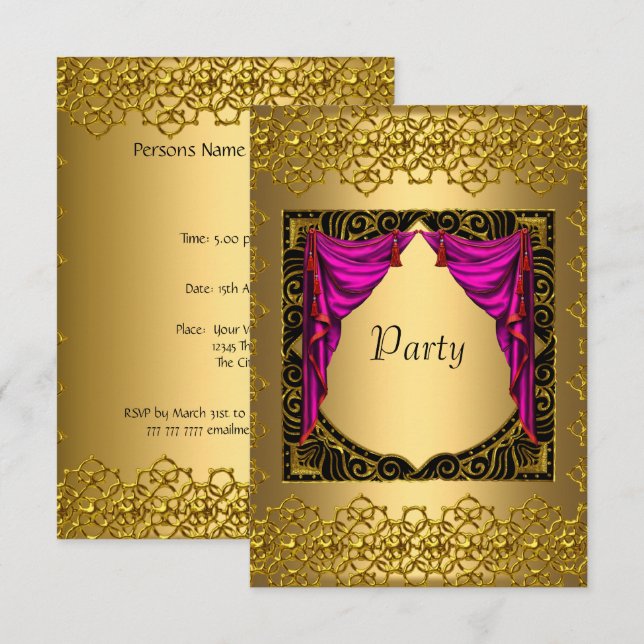 Invitation Gold Pink (Devant / Derrière)