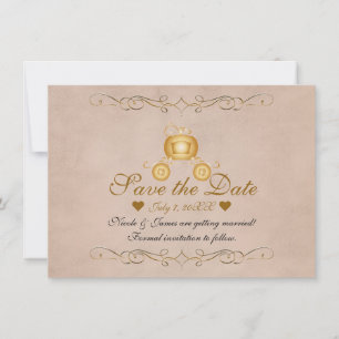 Invitation Gold Princess Cinderella Carriage Enregistrer la d
