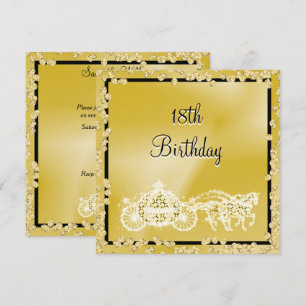 Invitation Gold Princess Coach & Horses 18e anniversaire
