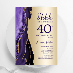 Invitation Gold Purple Agate Surprise 40e anniversaire
