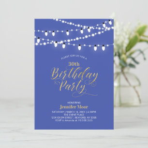 Invitation Gold Purple Blue Moderne 40e fête d'anniversaire a