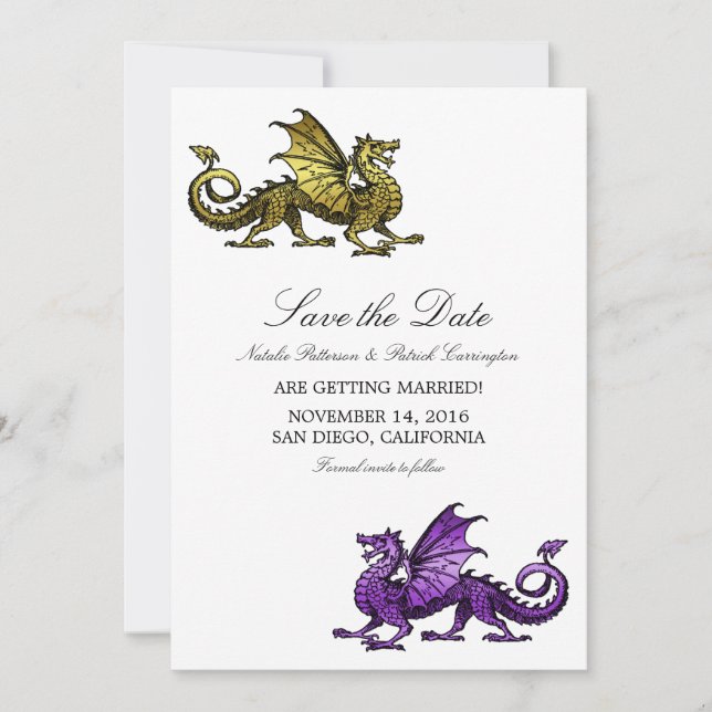 Invitation Gold Purple Dragon Enregistrer l'Invitation de dat (Devant)