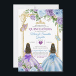 Invitation Gold Purple Et Bleu Floral Couronne Twin Quinceañe<br><div class="desc">EDITABLE Gold Purple and Blue Floral Crown Twin Quinceañera Invitation Elégant Blue Quinceañera Purple Butterfly & Gold Crown Mexicaine Anniversaire Invitation Mis Quince 15 Anos,  16e Anniversaire</div>