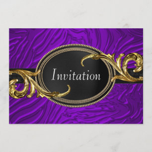 Invitation Gold Purple Zebra All Occasion Party