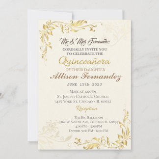 Invitation Gold Quinceañera