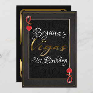 Invitation Gold Red Black Reine des Coeurs Vegas 21e annivers