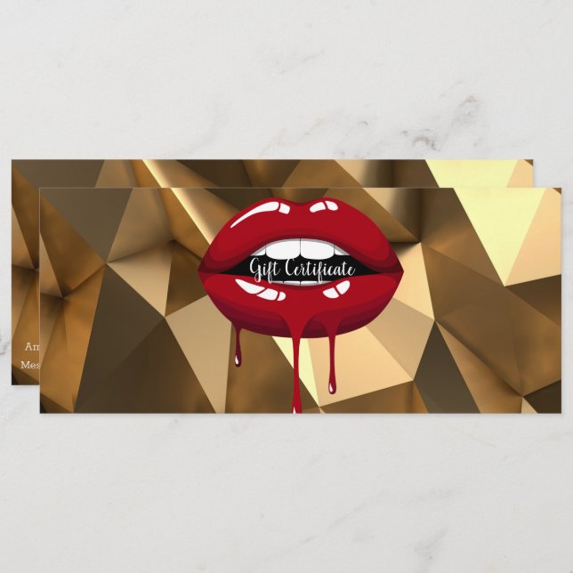 Invitation Gold Red Drips certificat cadeau de maquillage (Devant / Derrière)