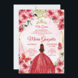 Invitation Gold Red Flowers Espagnol fille douce 15e annivers<br><div class="desc">Gold Red Flowers Espagnol fille douce 15e anniversaire Invitation</div>