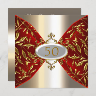 Invitation Gold Red Metal look Anniversaire