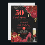 Invitation Gold Red Roses Stiletto Guides Adulte Anniversaire<br><div class="desc">Gold Red Roses Stiletto Guérit Adulte Invitation Anniversaire</div>