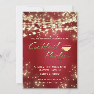 Invitation Gold red string lumières entreprise Cocktail party