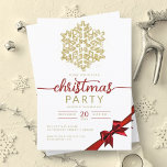 Invitation Gold Red Winter Parties scintillant Snowflake Comp<br><div class="desc">Elégant Formal Company et entreprise Fête de Noël / Cocktail / Dîner Invitation modèle avec une parties scintillant Flocon de neige et ruban de Noël. Impressionnez vos amis et collègues avec ce design sophistiqué et élégant d'invitation.</div>