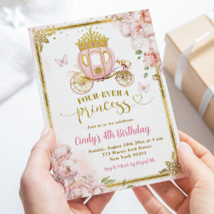 Invitation Gold Rose Fourever une Princesse Carriage Annivers