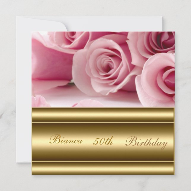 Invitation Gold rose Popular Elegant 50e anniversaire Invitat (Devant)