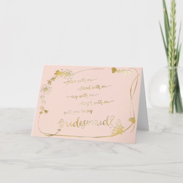 Invitation Gold Rose - Serez-Vous Mon Mariage De Femme D'Accu (Devant)