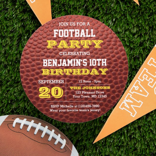 Invitation Gold Round Football (Créateur téléchargé)