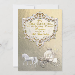 Invitation Gold Royal Princess Storybook Carriage & Unicorn