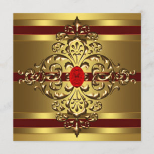 Invitation Gold Ruby Red Womans 60e anniversaire