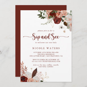Invitation Gold Rustic Coloré Sip Floral et voir