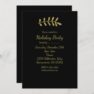 Invitation Gold Rustic Leaf Elegant Black Fall Elegant