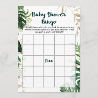 Invitation Gold Safari Baby shower Jeu de Bingo