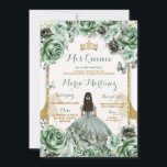 Invitation Gold Sage Green Princesa Quinceañera Fleurs<br><div class="desc">Gold Sage Green Princesa Quinceañera Fleurs Invitation Quinceañera 15 Anos,  16e Anniversaire Papillon</div>