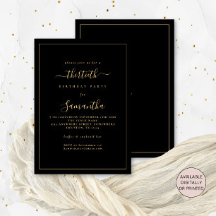 Invitation Gold Script Bordure 30e fête d'anniversaire Noir