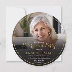 Invitation Gold Script Elegant Photo Retirement Party