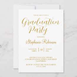 Invitation Gold Script Moderne Calligraphie Partie de Graduat