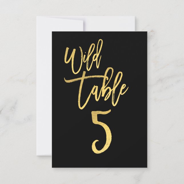Invitation Gold Script Wild Birthday Party Table Numéro 5 (Dos)