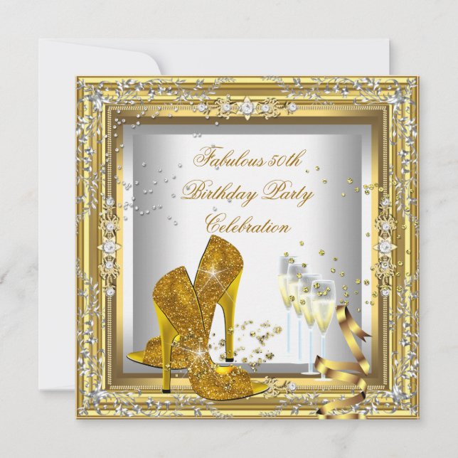 Invitation Gold Silver Anniversaire Fête de haute hauteur Cha (Devant)