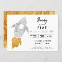 Gold Silver Rocket Ship Espace Extérieur Anniversa