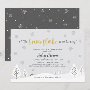 Invitation Gold & Silver Winter Wonderland Boy Baby shower