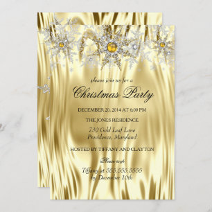 Invitation Gold Silver Winter Wonderland Christmas Party