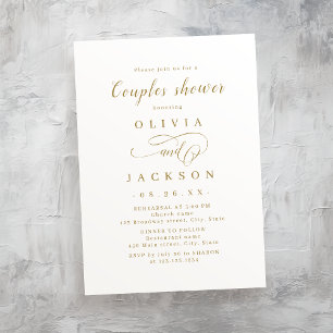 Invitation Gold simple élégant script couple