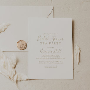 Invitation Gold Simple Minimaliste Fête des mariées Tea Party