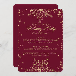 Invitation Gold Snowflake Sparkle Corporate Holiday Party