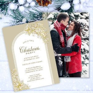 Invitation Gold Snowflakes Arch Christmas Party