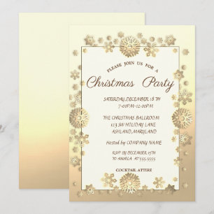 Invitation Gold Snowflakes Corporate Christmas Party