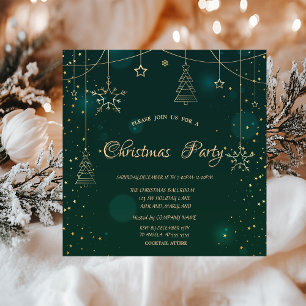 Invitation Gold Snowflakes Ornements Noël d'entreprise